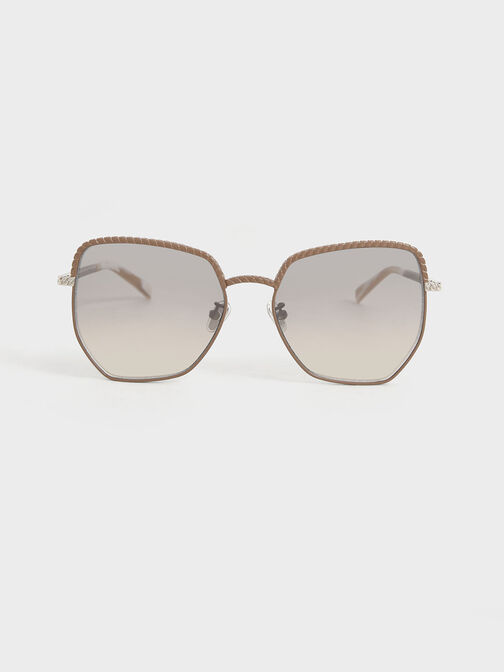 Recycled Acetate Braided Butterfly Sunglasses, Silver, hi-res