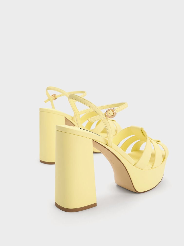 Gladiator Platform Sandals, Yellow, hi-res
