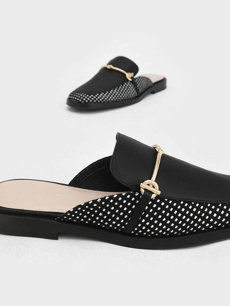 Metallic Bar Woven Loafer Mules, Multi, hi-res
