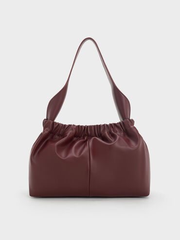 Large Ally Ruched Slouchy Bag, Burgundy, hi-res