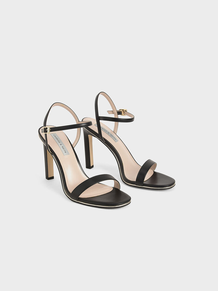 Back Strap Heeled Sandals, Black, hi-res