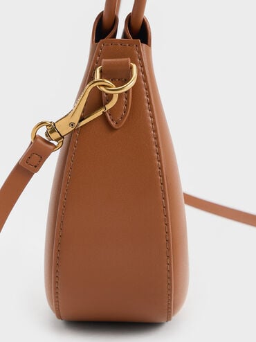 Elora Curved Top Handle Bag, Tan, hi-res