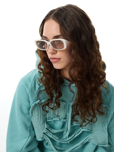 Aubrey Rectangular Recycled Acetate Sunglasses, Chalk, hi-res