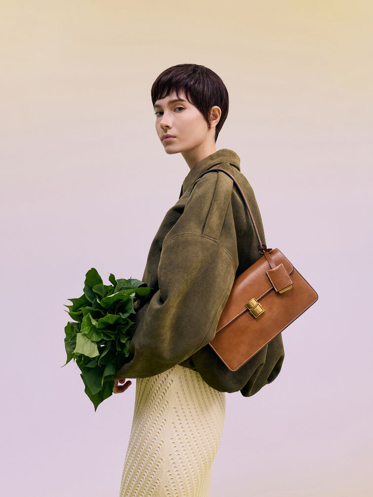 Acelynn Rope-Chain Shoulder Bag, Distressed Tan, hi-res