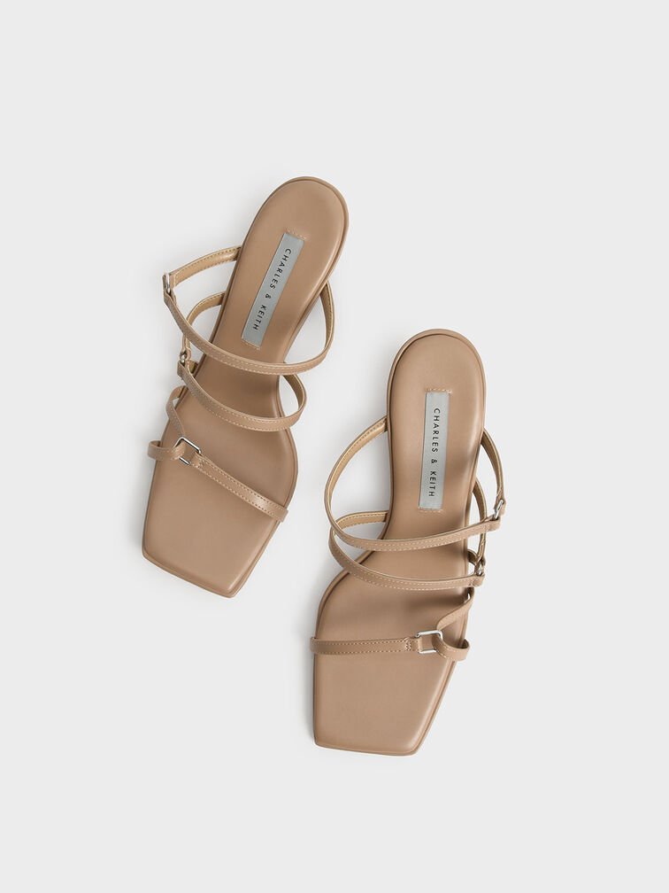Strappy Wedge Mules, Camel, hi-res