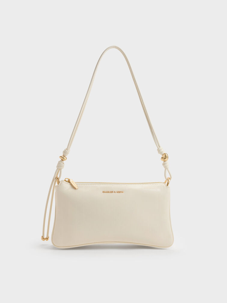 Augustine Eel-Effect Knotted-Strap Shoulder Bag, Cream, hi-res