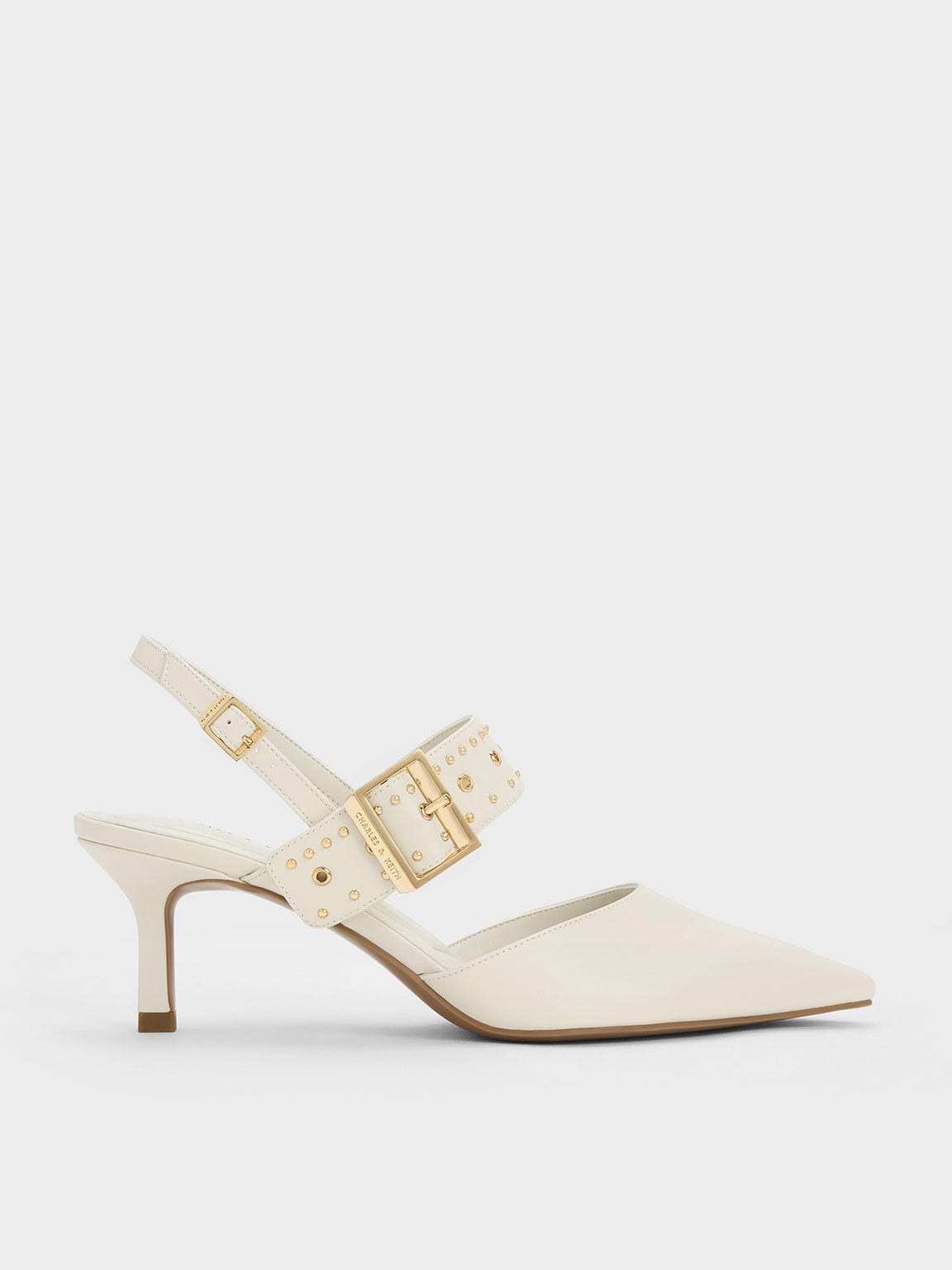 Charles & Keith Open-toe Heeled Mules in Natural | Lyst UK