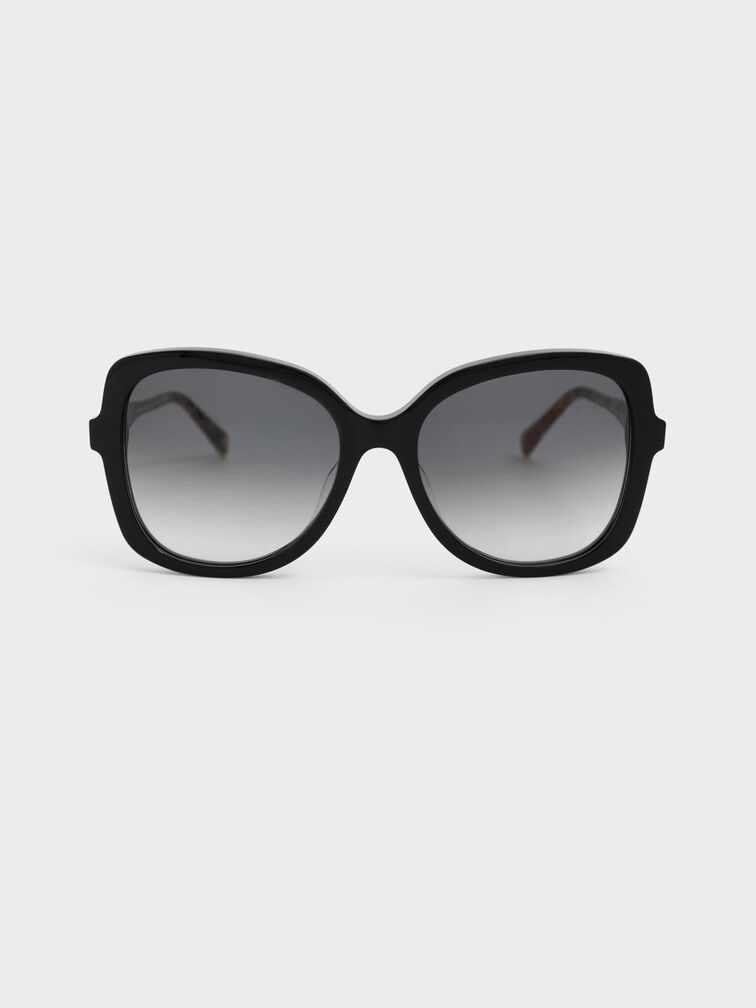 Recycled Acetate Butterfly Sunglasses, Black, hi-res