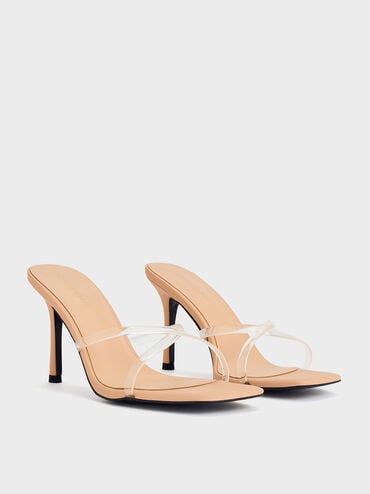 Crossover-Strap Stiletto-Heel Sandals, Nude, hi-res