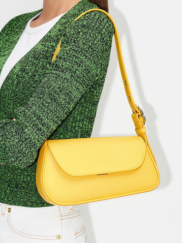 Petra Asymmetrical Front Flap Bag, Yellow, hi-res