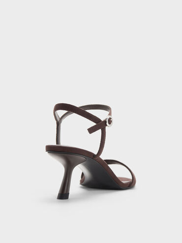 Faux Suede Slant-Heel Ankle-Strap Sandals, Dark Brown Textured, hi-res