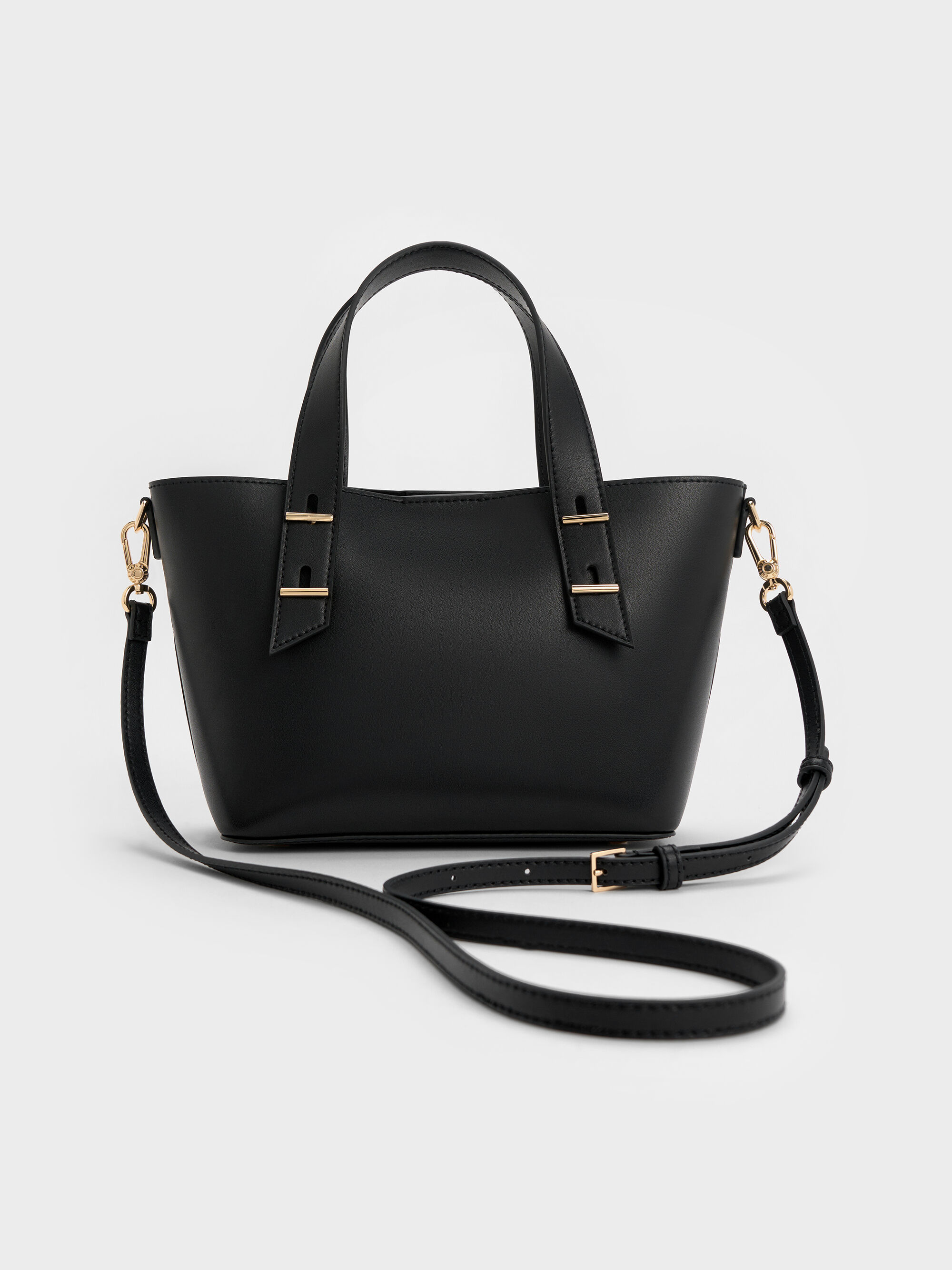 Black Mini Shania Double-Handle Tote Bag - Black - Bags - CHARLES
