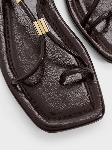 Metallic-Accent Toe-Ring Sandals, Burgundy, hi-res