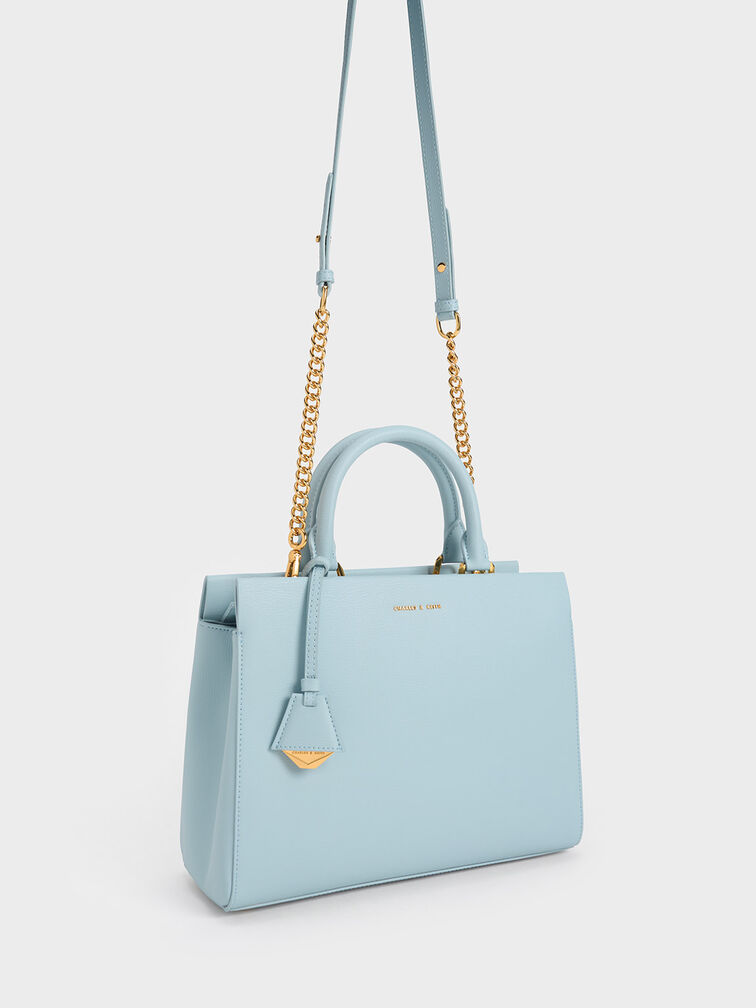 Classic Structured Handbag, Blue, hi-res