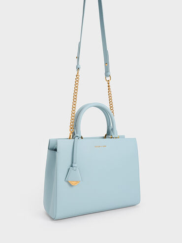 Classic Structured Handbag, Blue, hi-res