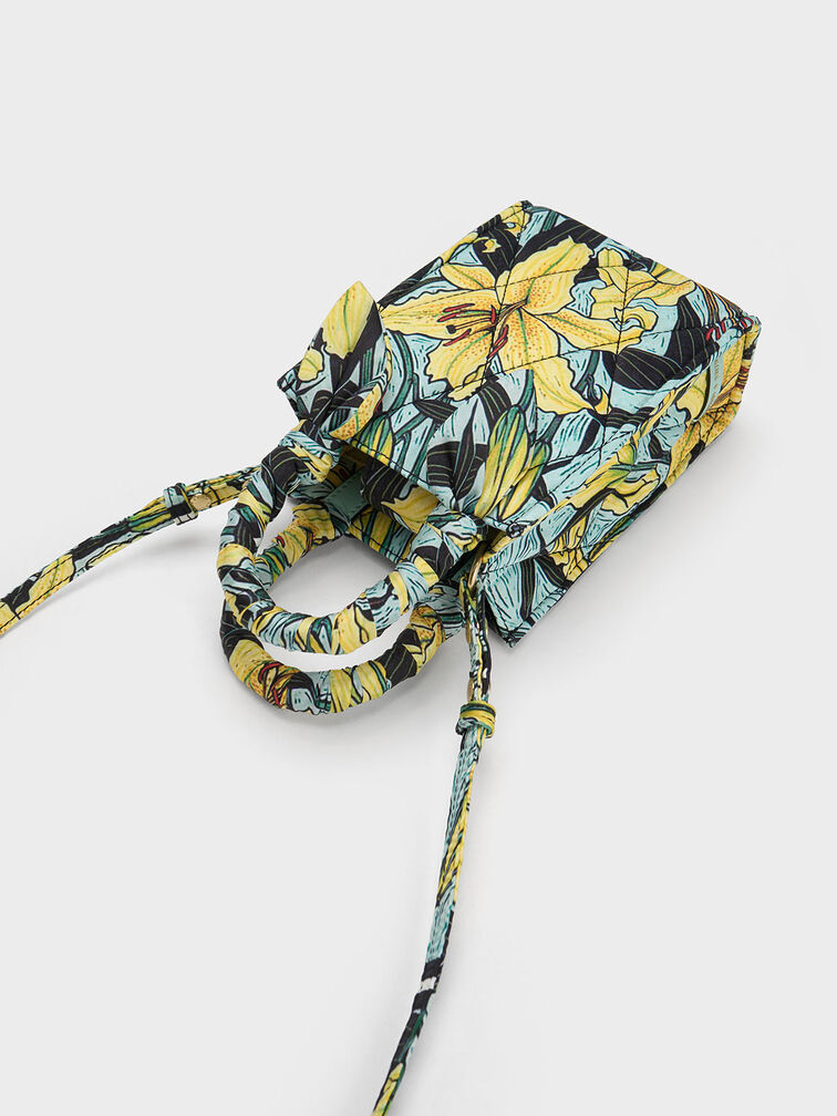 Botanical Print Fabric Tote Bag, Blue, hi-res