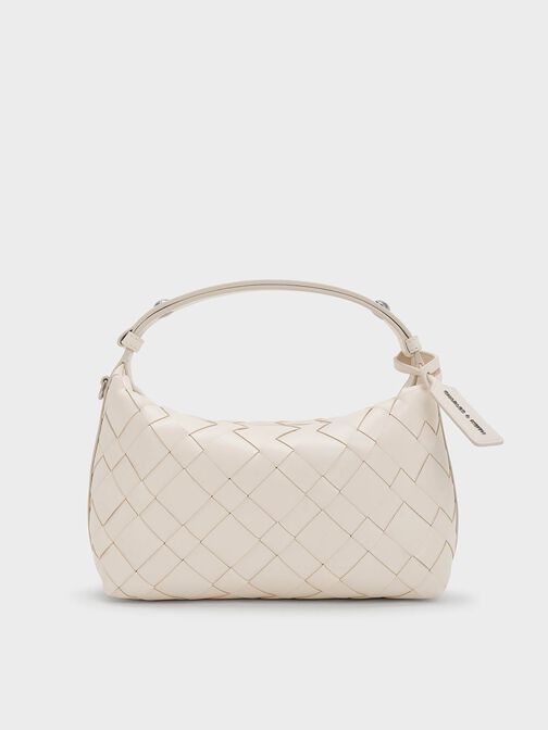 Ivette Woven Shoulder Bag, Cream, hi-res