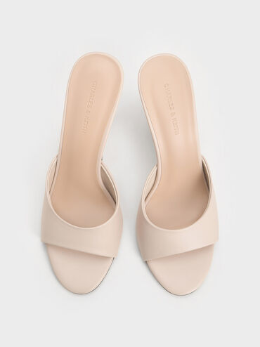 Open-Toe Heeled Mules, Chalk, hi-res