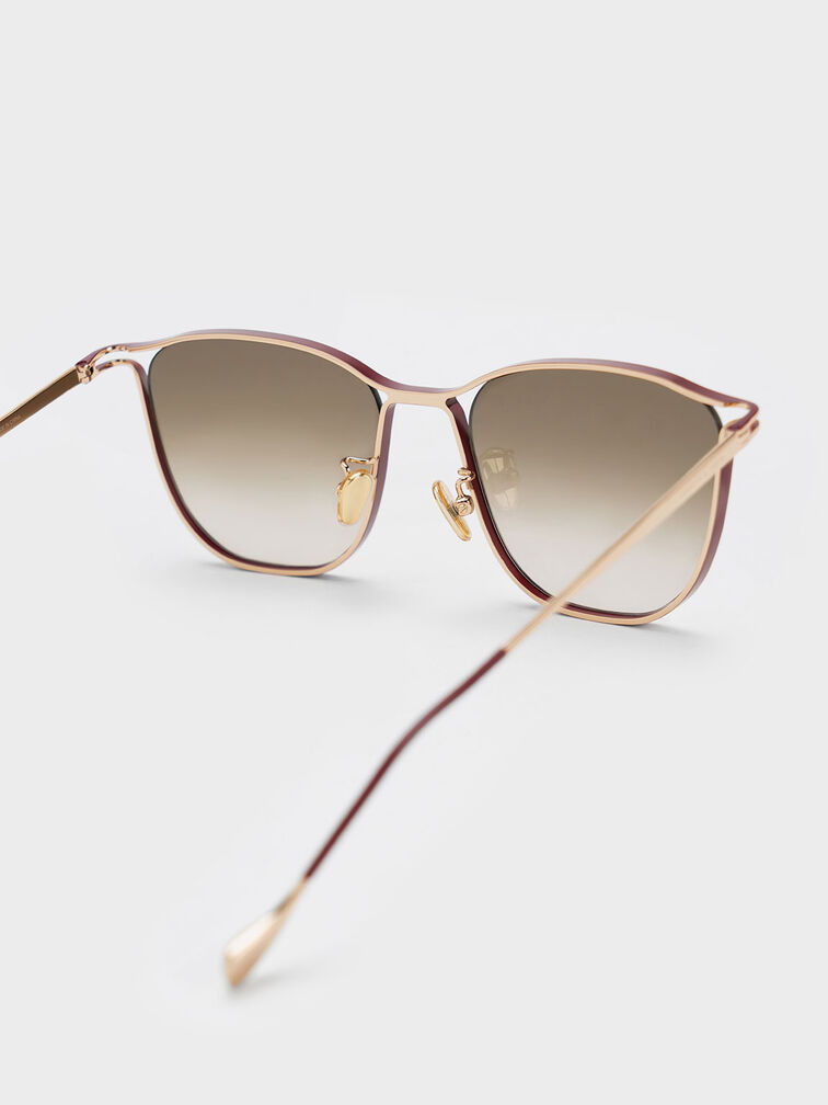 Wire Frame Butterfly Sunglasses, Burgundy, hi-res
