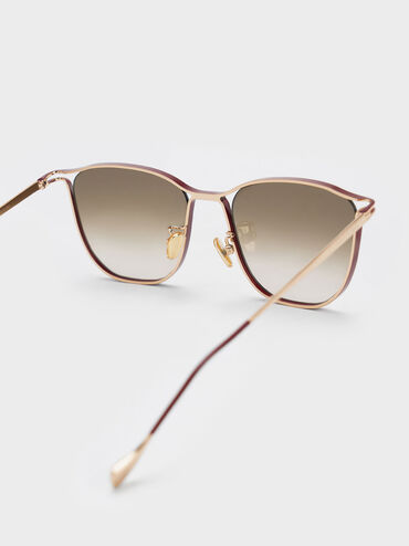 Wire Frame Butterfly Sunglasses, Burgundy, hi-res
