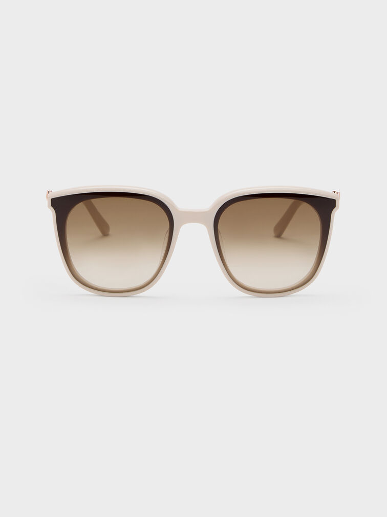 Paige Bow Square Sunglasses, Oat, hi-res