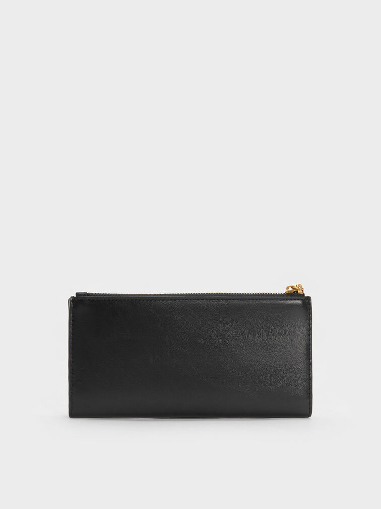Cesia Top-Zip Long Wallet, Black, hi-res
