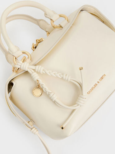Haylen Braided-Charm Bowling Bag, Cream, hi-res