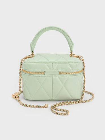 Arwen Quilted Top Handle Vanity Bag, Mint Green, hi-res
