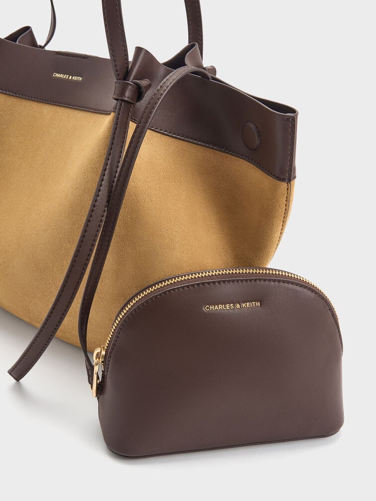 Large Calla Suede Tote Bag, Sahara Sand, hi-res