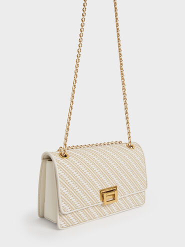 Everline Woven Braided-Strap Shoulder Bag, White, hi-res