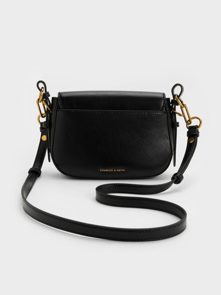 Gwynne Metallic-Accent Saddle Bag, Black, hi-res