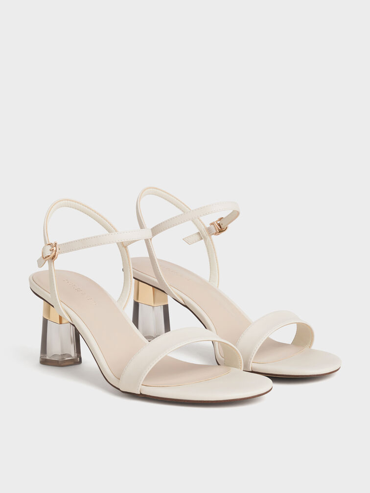 Oleana Clear Trapeze Heel Sandals, Chalk, hi-res