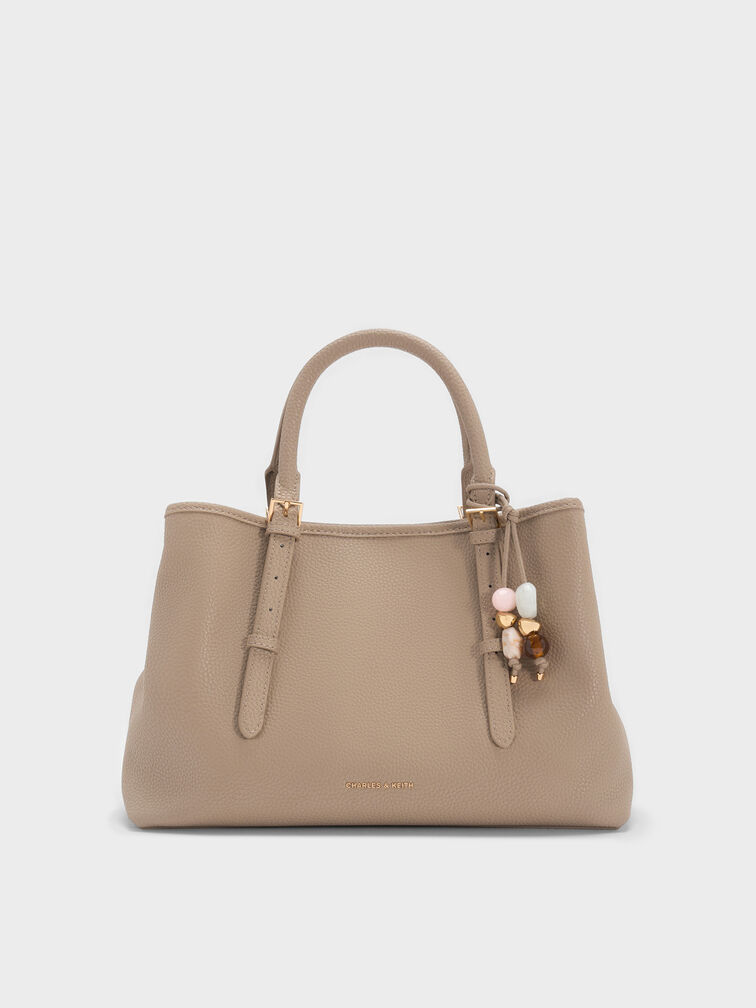 Baral Bead-Charm Tote Bag, Taupe, hi-res