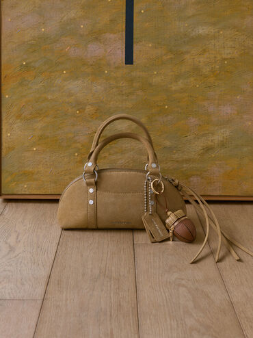 Tatiana Studded Bowling Bag, Sand, hi-res