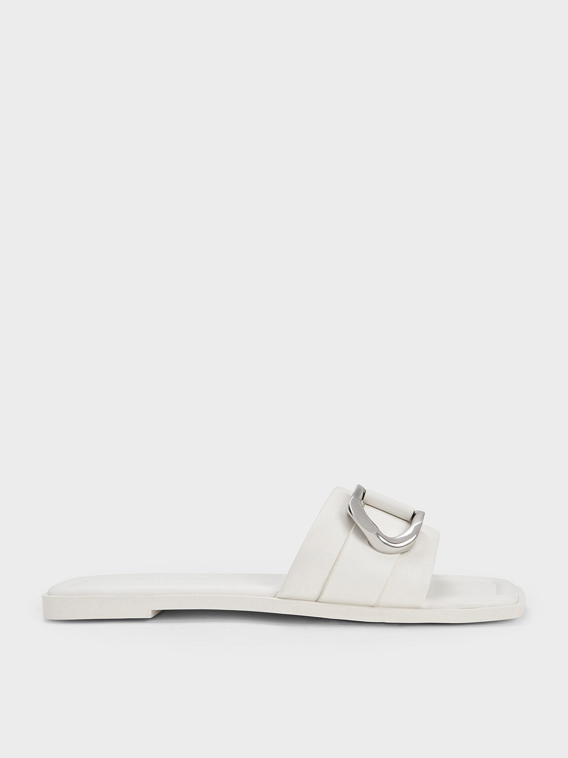 Gabine Crochet Slide Sandals, White, hi-res