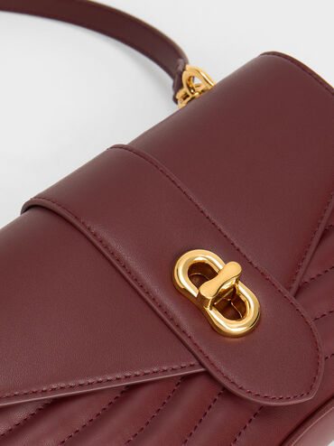 Aubrielle Panelled Crossbody Bag, Dark Chocolate, hi-res