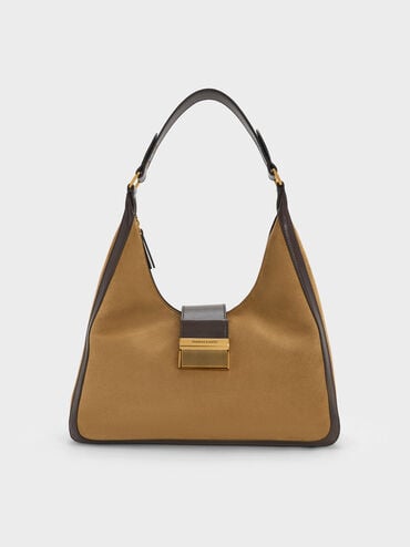 Charlot Recycled Suede Hobo Bag, Sahara Sand, hi-res