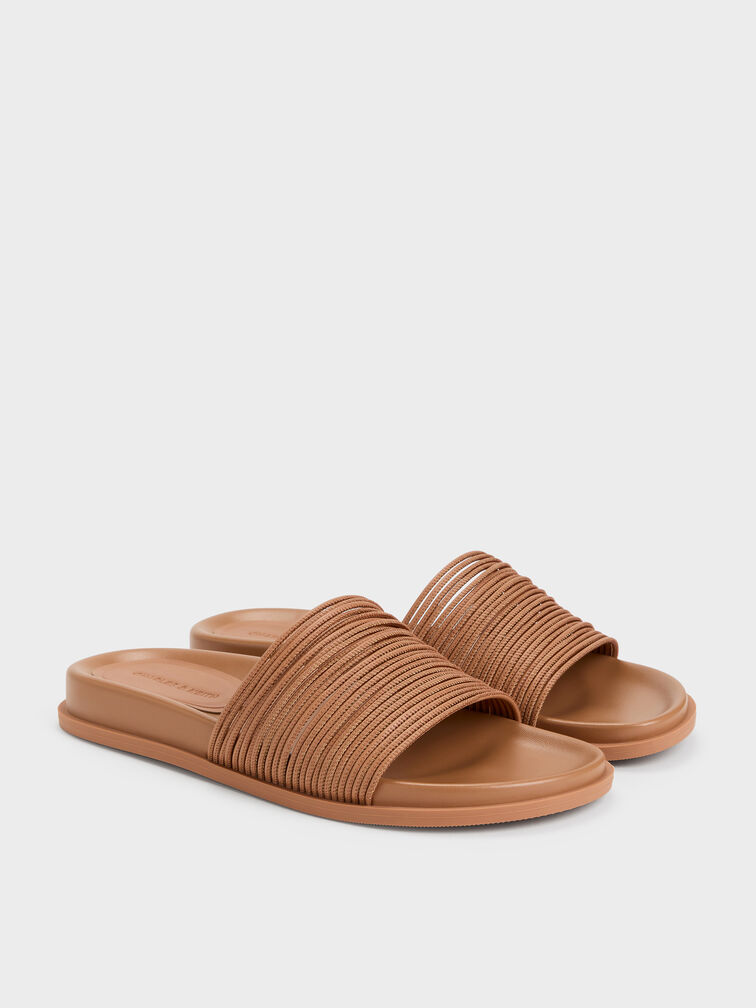 Fianna Strappy Slide Sandals, Tan, hi-res
