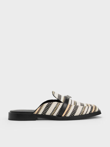 Metallic Accent Striped Loafer Mules, Multi, hi-res
