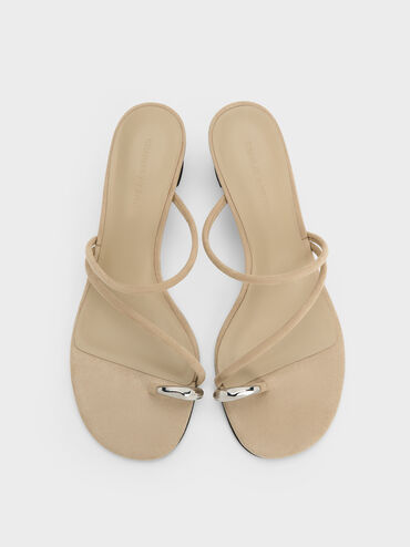 Faux Suede Toe-Ring Strappy Heels, Taupe2, hi-res