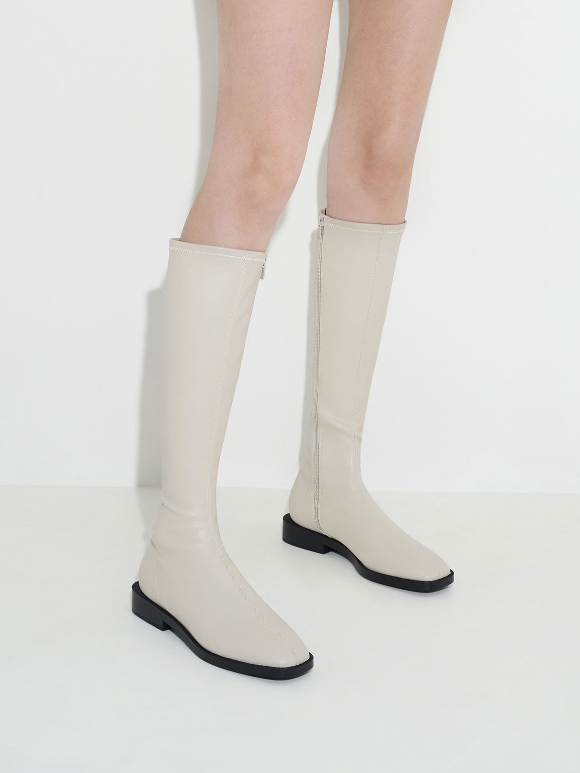 White flat boots for women discount