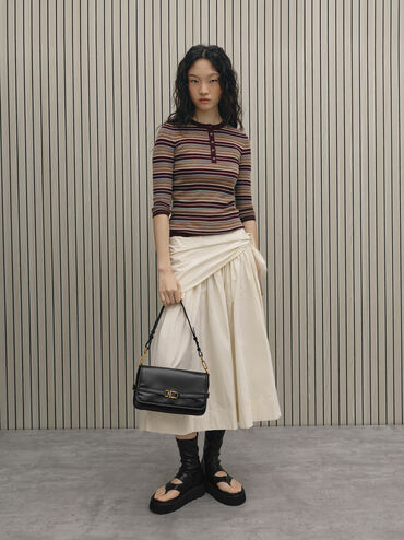 Gwynne Metallic-Buckle Belted Shoulder Bag, Black, hi-res