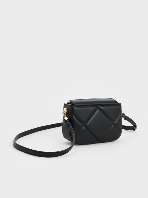 Mini Danika Chunky Chain Padded Bag, Black, hi-res