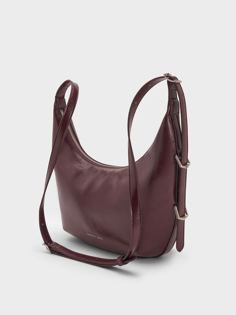 Bryna Curved Hobo Bag, Wineberry Red, hi-res