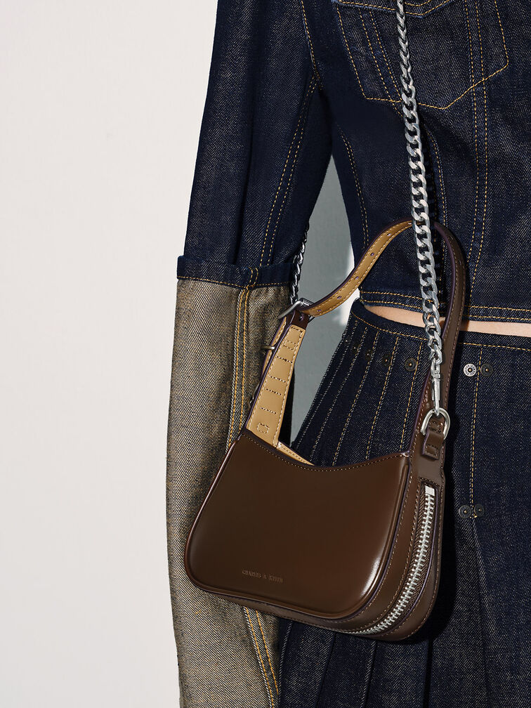 Mini Rebel Hobo Bag, Dark Brown, hi-res