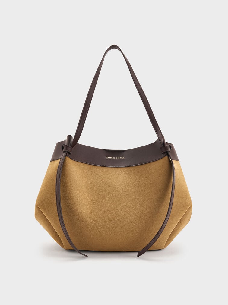 Large Calla Suede Tote Bag, Sahara Sand, hi-res
