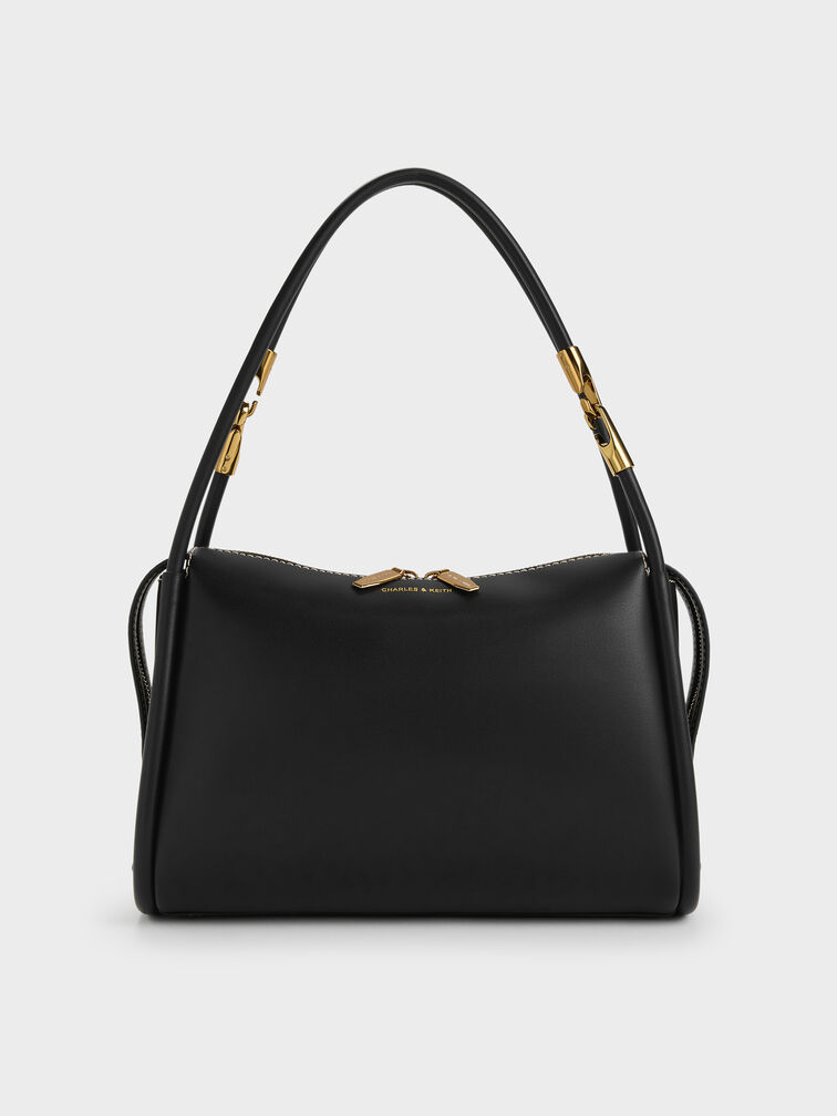 Lyla Tubular Slouchy Shoulder Bag, Black, hi-res