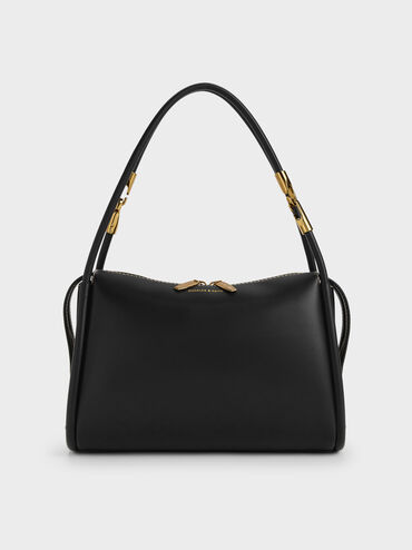 Lyla Tubular Slouchy Shoulder Bag, Black, hi-res