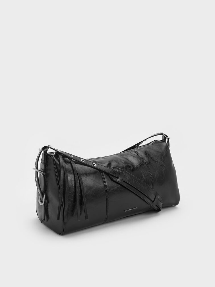 Bryna Panelled Grommet-Strap Crossbody Bag, Noir, hi-res