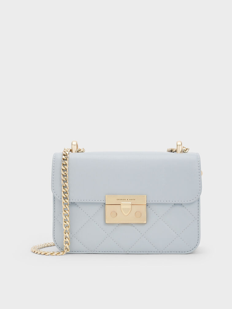 Alva Quilted Chain-Handle Bag, Sea Salt Blue, hi-res